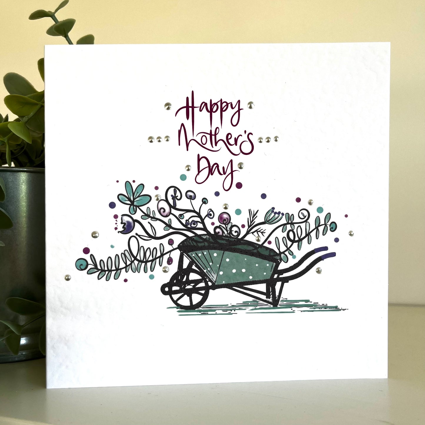 Pretty Wheelbarrow Floral  Mother’s Day card