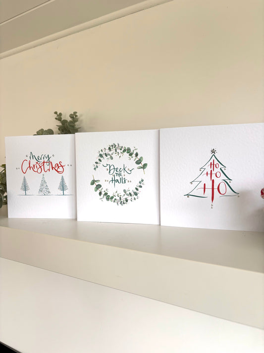 Mixed Simple Christmas card set x 6