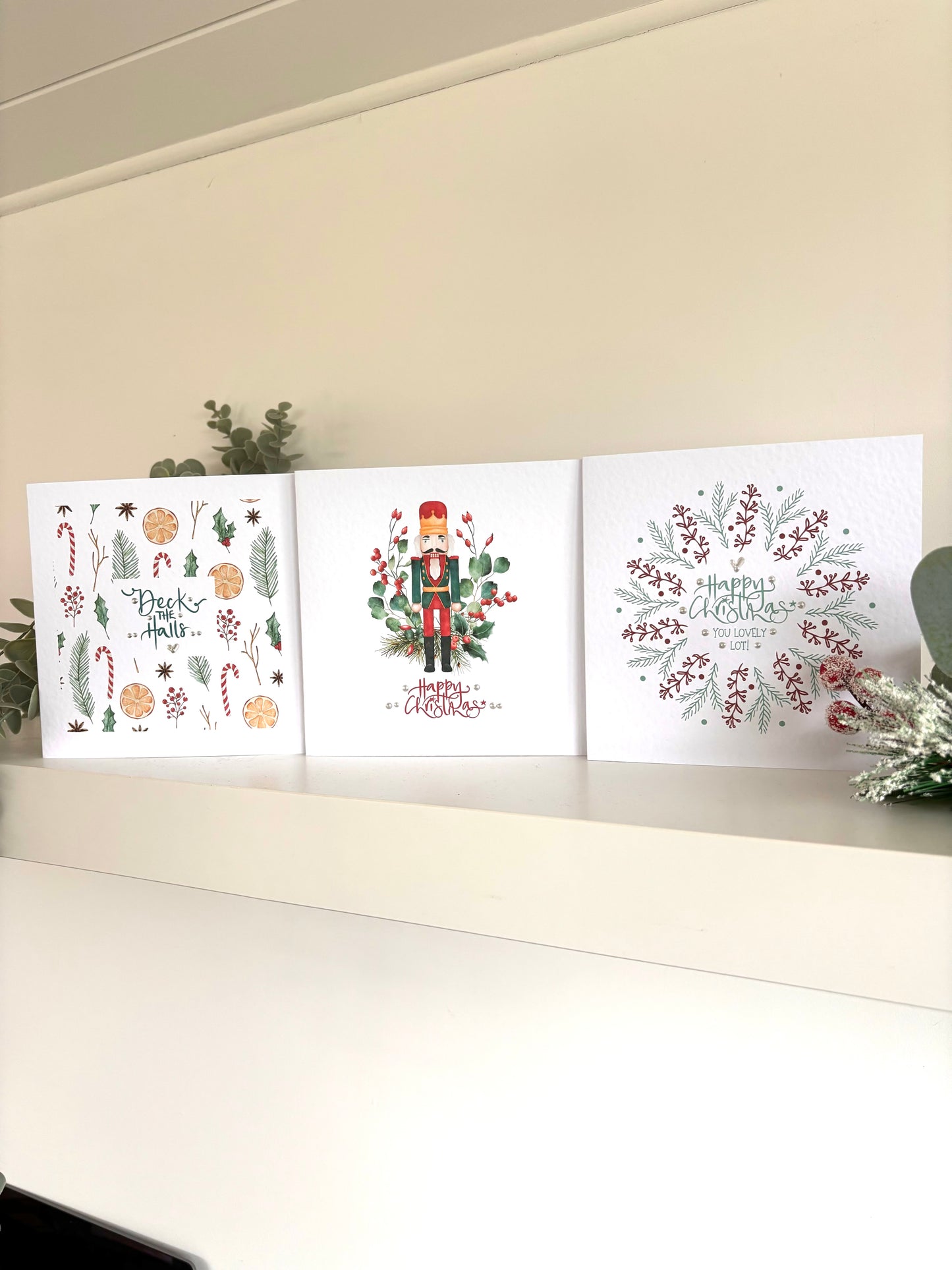 Mixed contemporary Christmas card set x 6