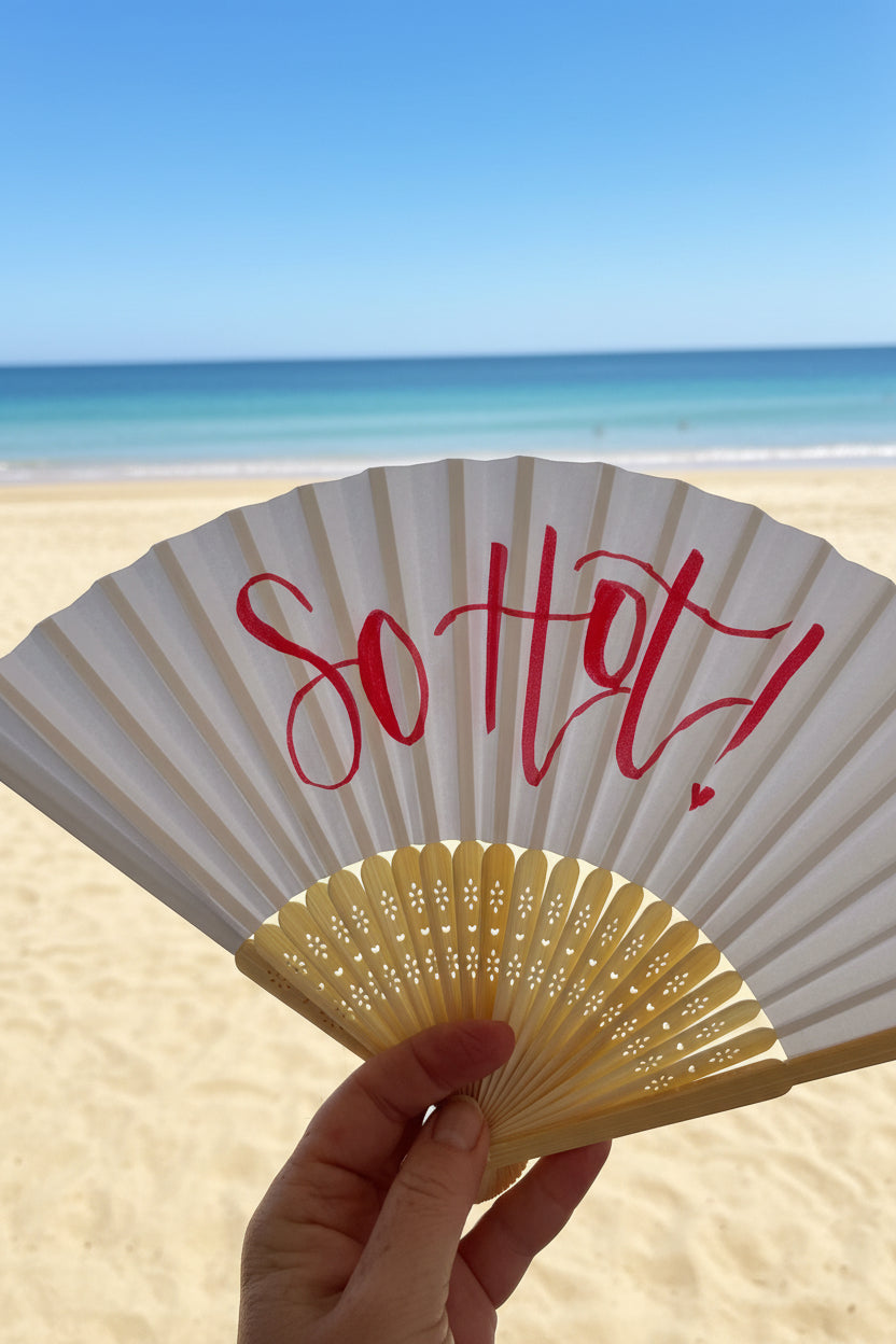 Hand-lettered paper fans