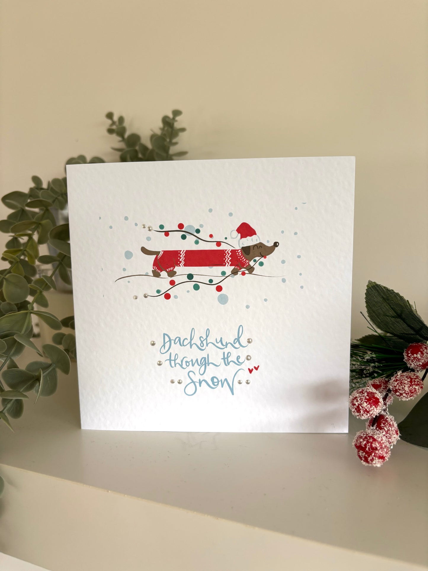 Dachshund Through The Snow Dog Pun Charity Christmas Card Pack of 5