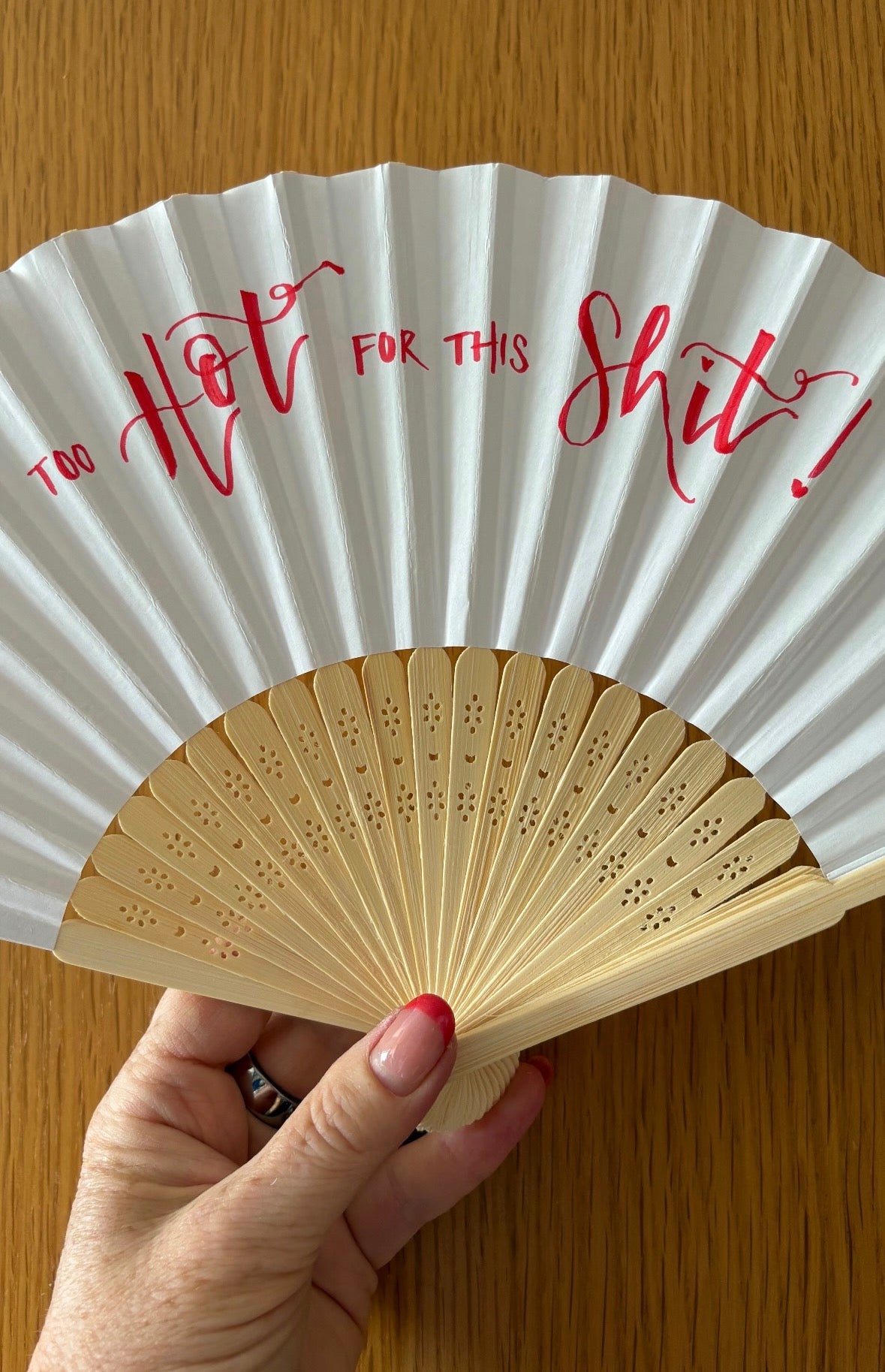 Hand-lettered paper fans