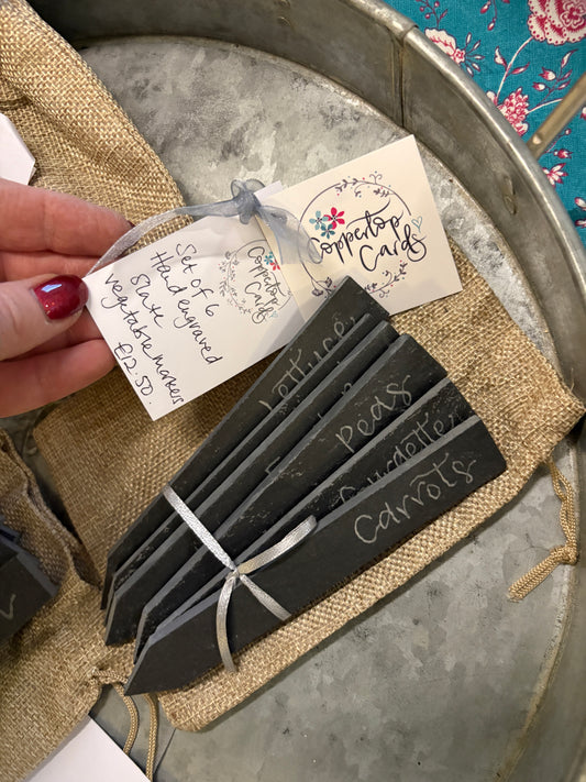 Hand-lettered slate garden markers - set of 6 by Coppertop Cards