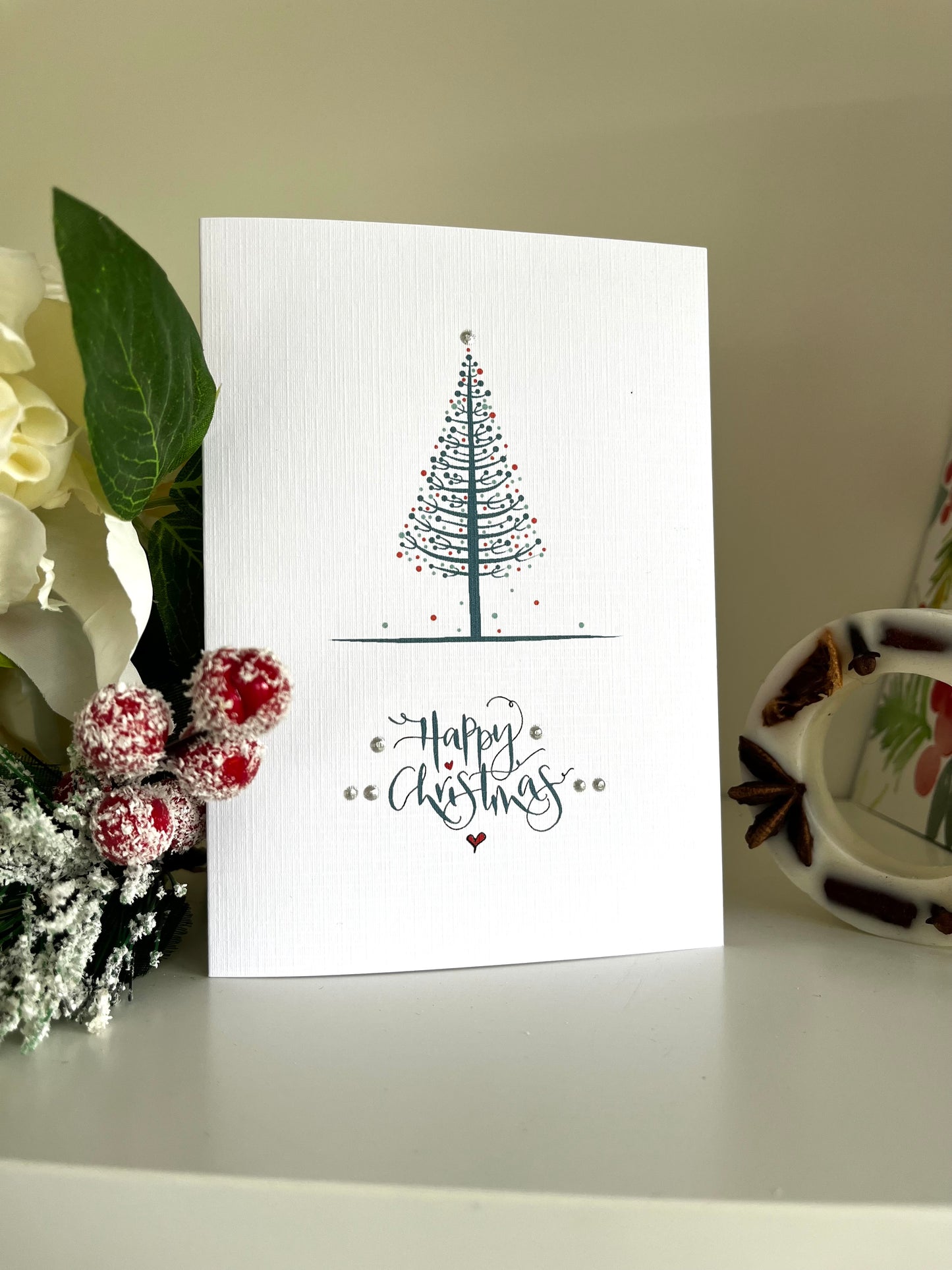 Simple Scandi Christmas Tree Happy Christmas Greetings Card Pack of 6