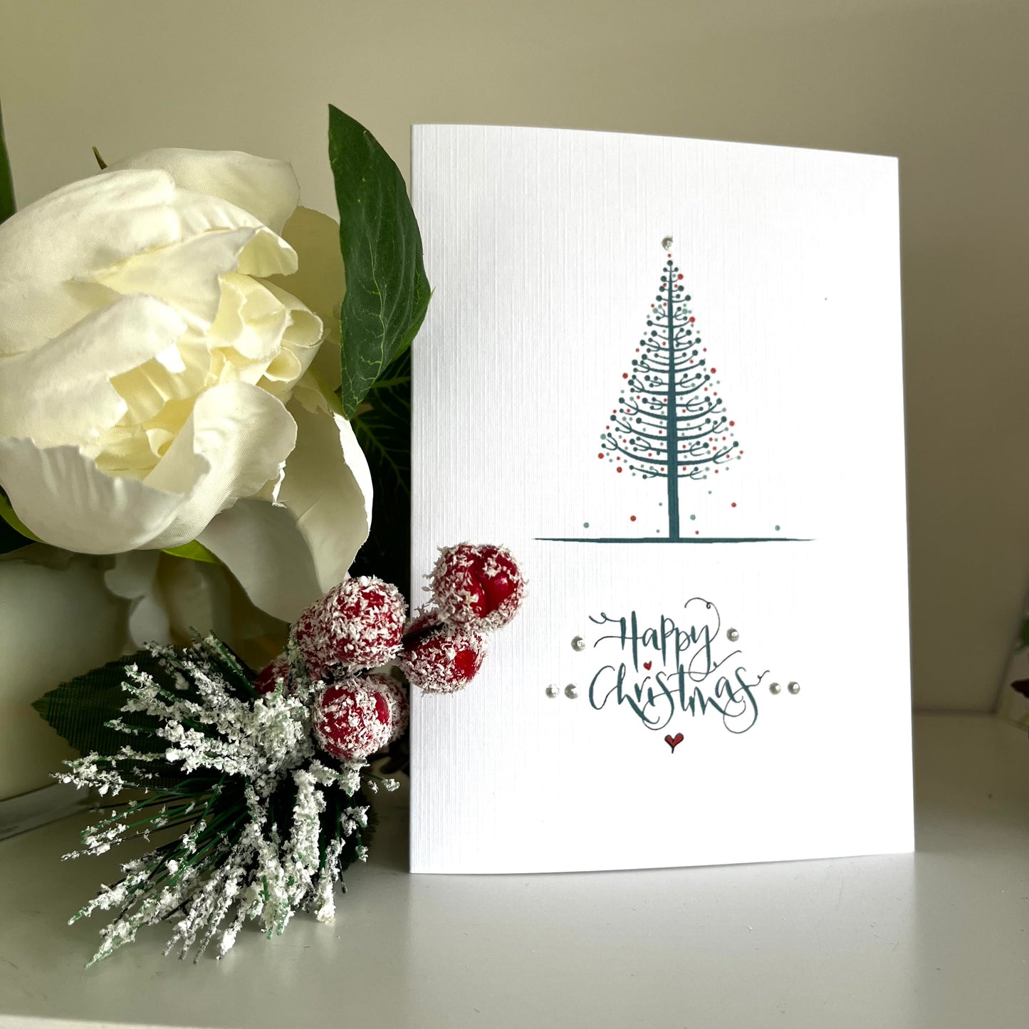 Simple Scandi Christmas Tree Happy Christmas Greetings Card Pack of 6