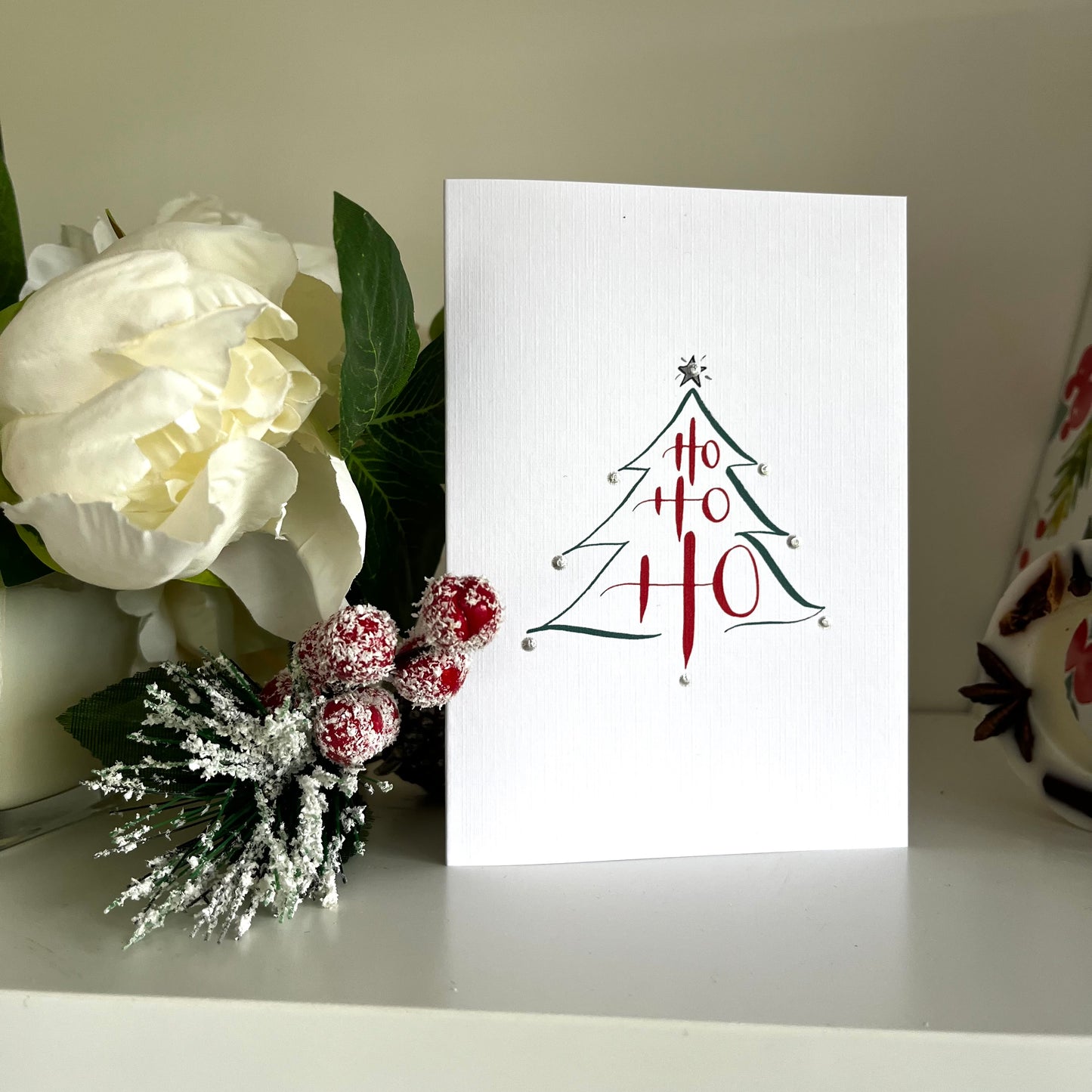 Ho Ho Ho Christmas Tree Charity Greeting Card Pack of 6