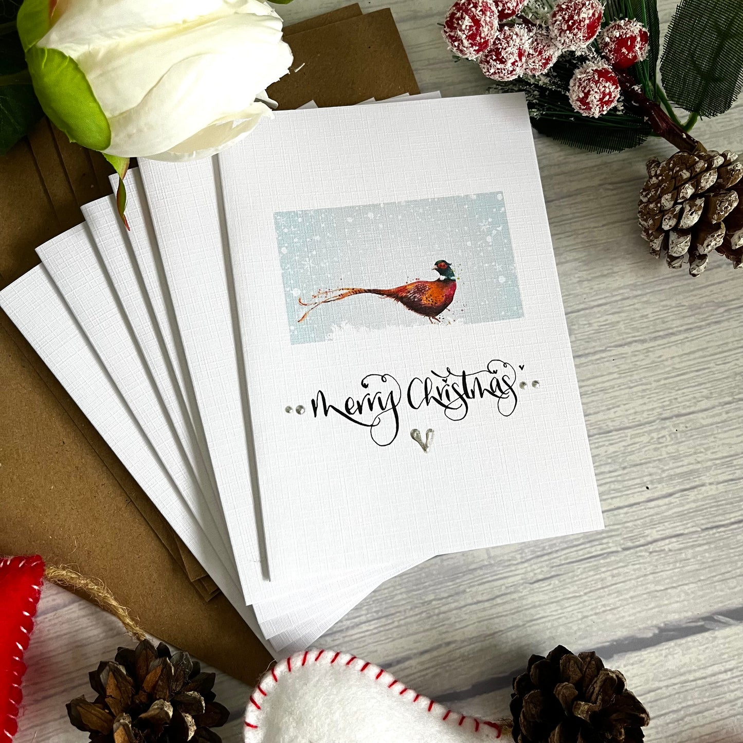 Merry Christmas Pheasant Charity Christmas Card Pack of 6