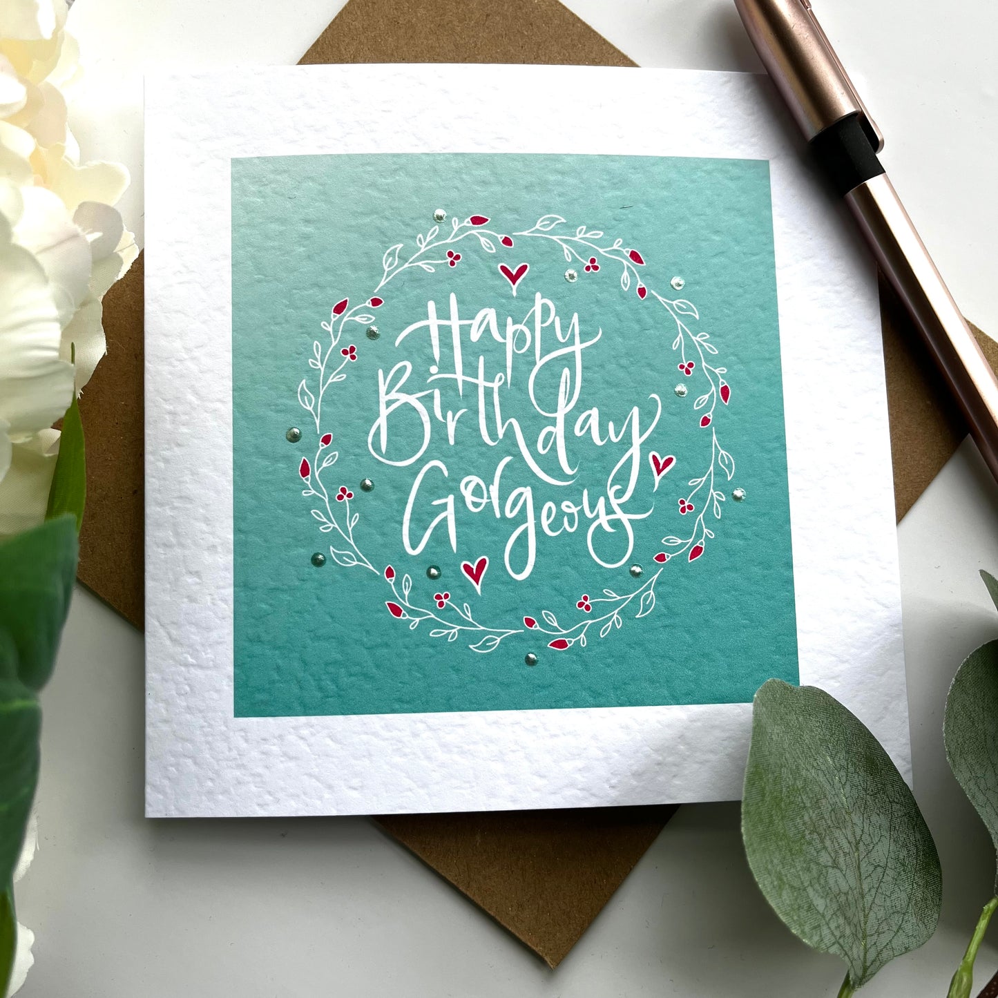 Happy Birthday Gorgeous Card Turquoise