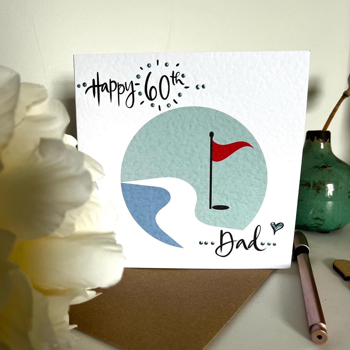 Personalised with name and age Minimalistic Golf Happy Birthday Card