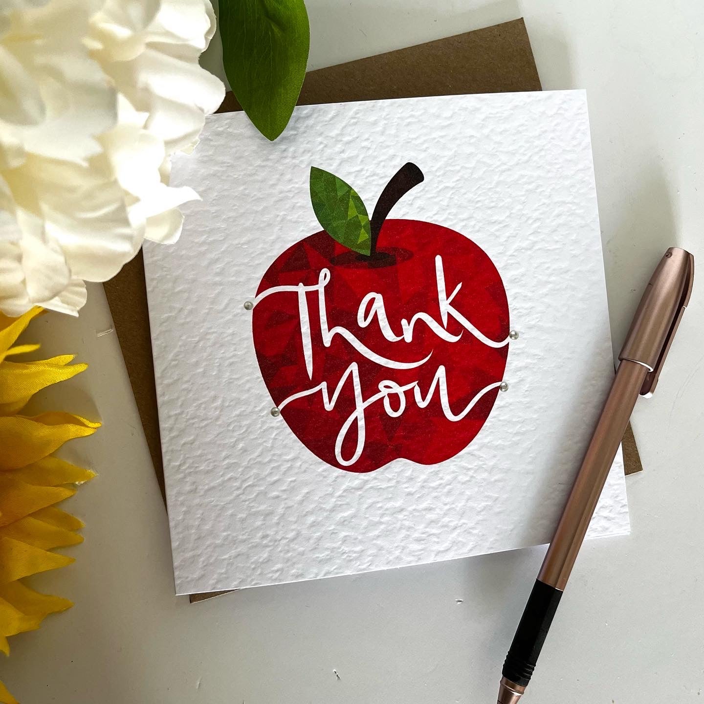 Teacher Thank You Card with Apple