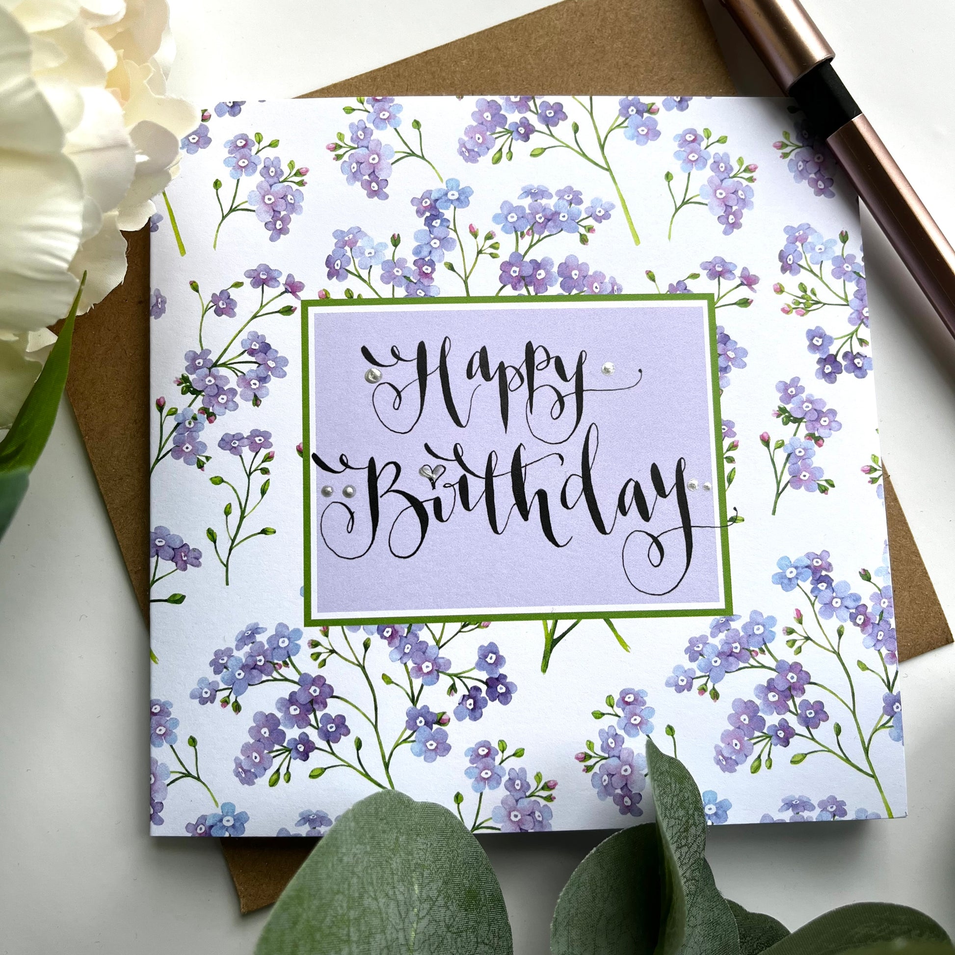 Forget Me Not Birthday Card Floral