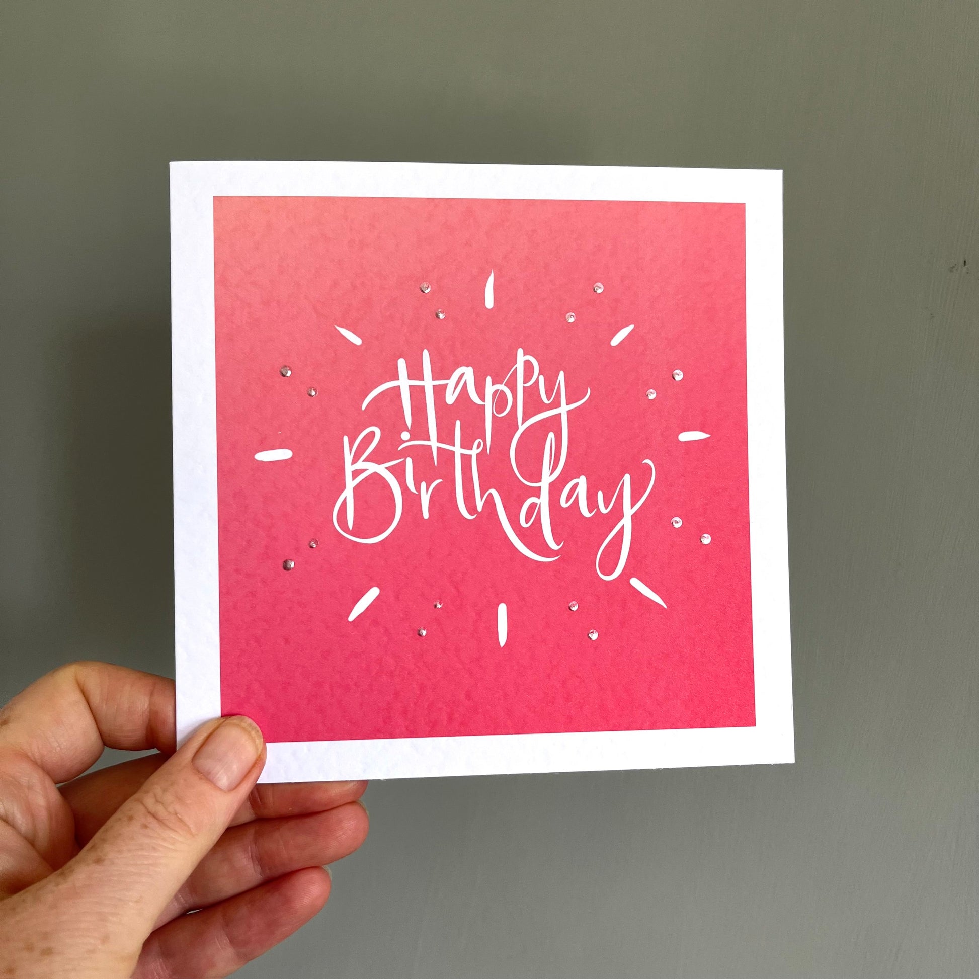 Hand lettered Pink Happy Birthday Card