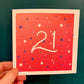 Star 21st Birthday Card in Red