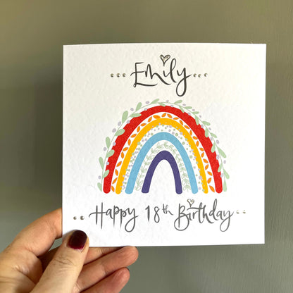 classic bright rainbow birthday card