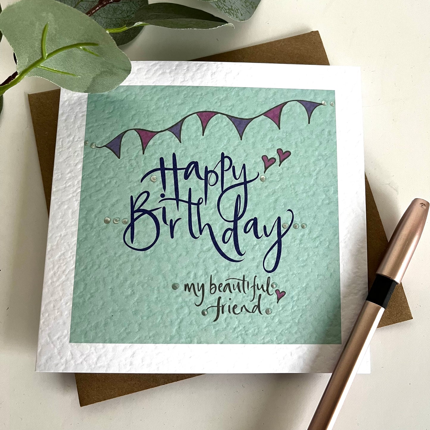 Bunting Happy Birthday Friend Card