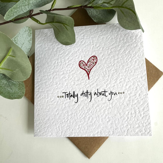 Simplistic Dotty About You Valentines Card