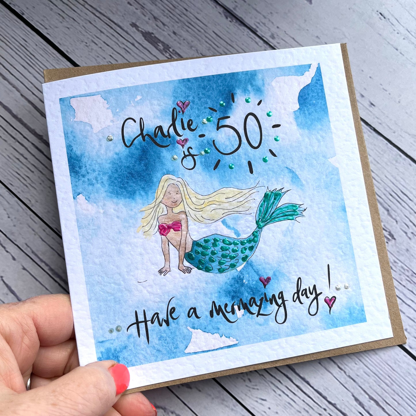 Mermaid Birthday Card Personalised 