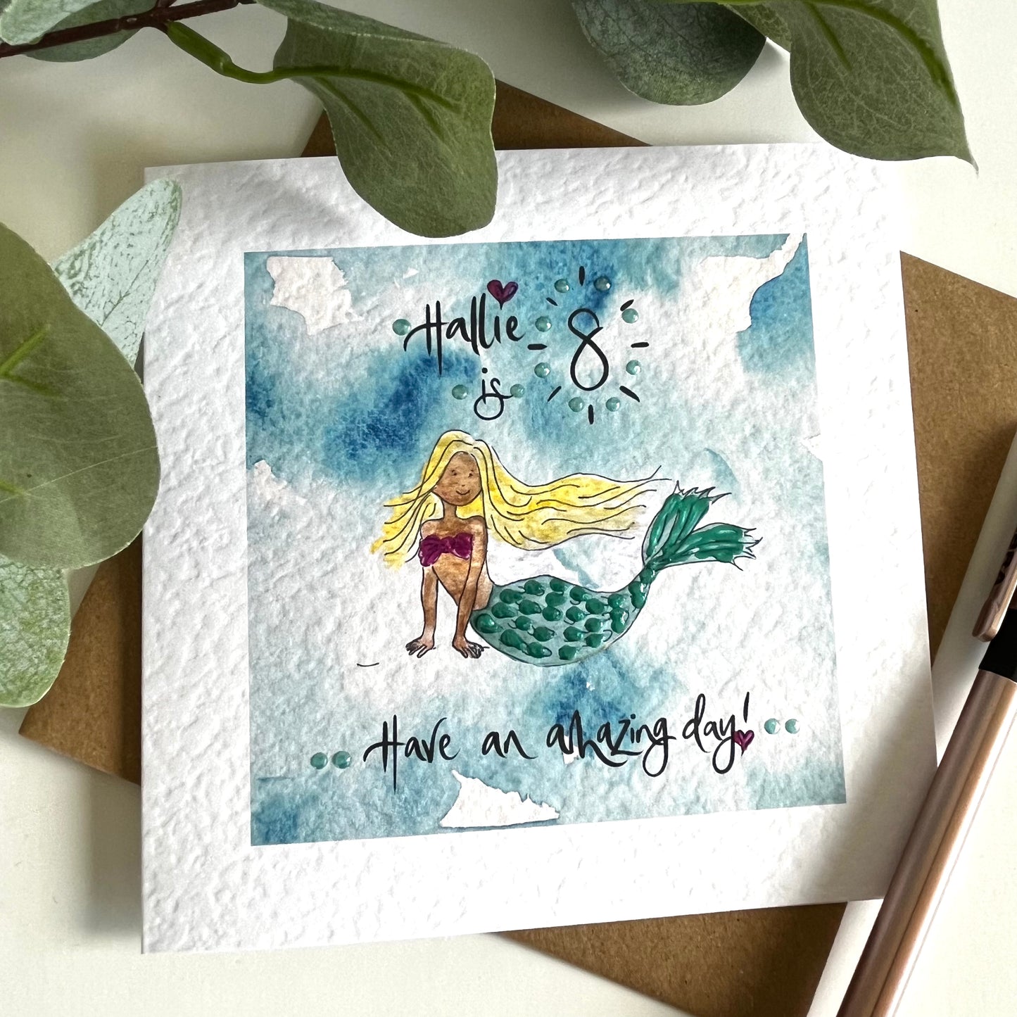 Personalised Mermaid Birthday Card 